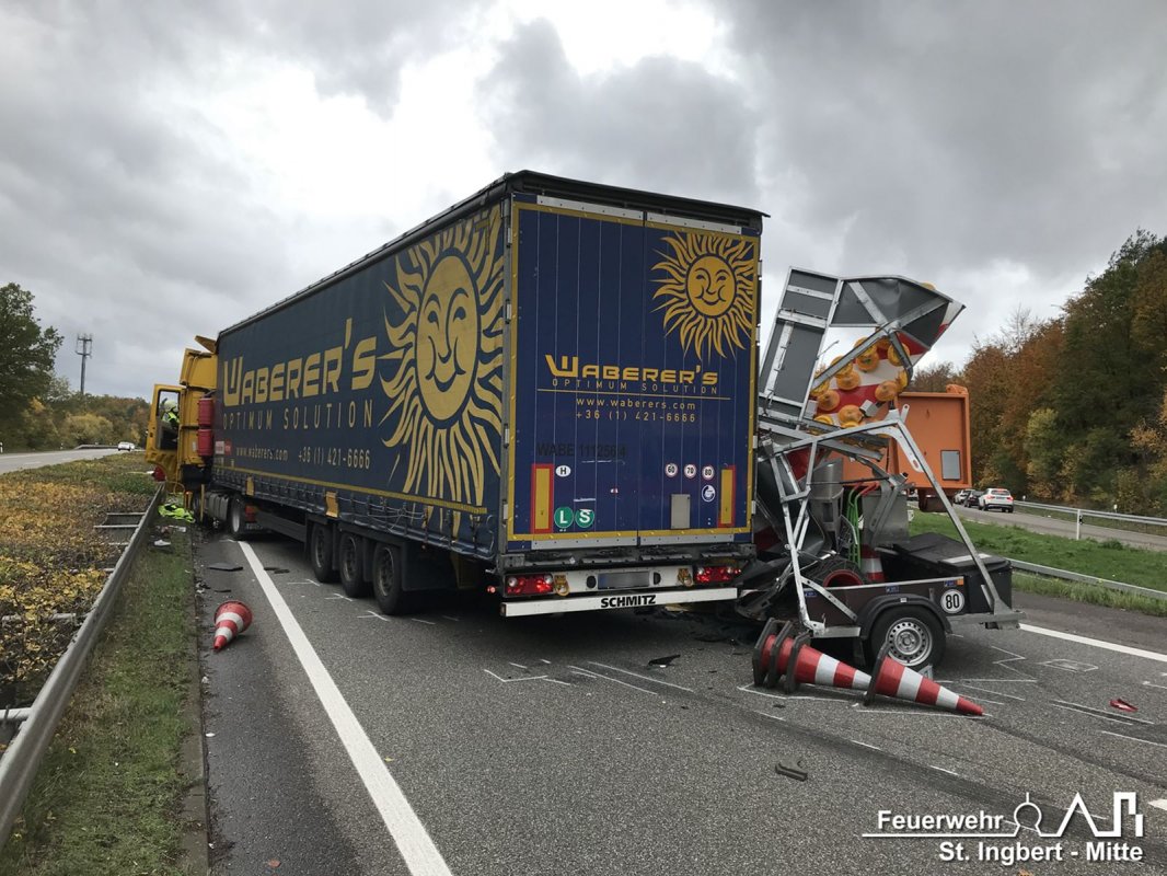 VU LKW mit Person, BAB 6 FR MA -> SB