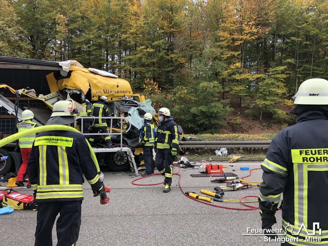 VU LKW mit Person, BAB 6 FR MA -> SB