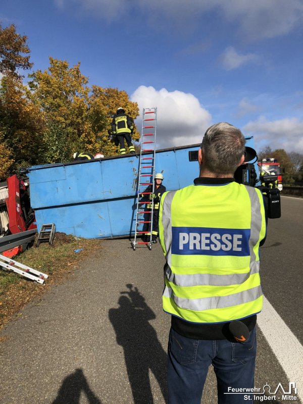 VU LKW mit Person, BAB 6 FR MA -> SB